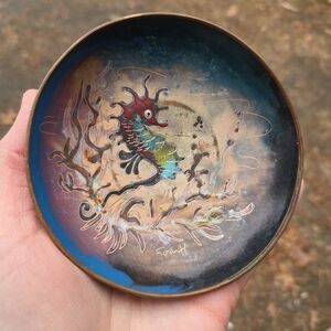 Vintage Seahorse Enamel Dish